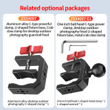 Heavy-Duty Super Clamp Camera Mount, Handlebar Clip with 1/4 ARRI-standard Positioning Hole, High Load-Bearing Motorcycle Bike Pole Tube Camera Holder