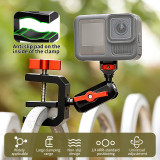 Heavy-Duty Super Clamp Camera Mount, Handlebar Clip with 1/4 ARRI-standard Positioning Hole, High Load-Bearing Motorcycle Bike Pole Tube Camera Holder