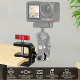 Heavy-Duty Super Clamp Camera Mount, Handlebar Clip with 1/4 ARRI-standard Positioning Hole, High Load-Bearing Motorcycle Bike Pole Tube Camera Holder