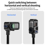 Magnetic Camera Cage for Osmo Nano, Quick Release Protection Frame with Dual Cold Shoe, Support Vertical and Horizontal Switching