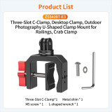 Heavy-Duty Super Clamp Camera Mount, Handlebar Clip with 1/4 ARRI-standard Positioning Hole, High Load-Bearing Motorcycle Bike Pole Tube Camera Holder