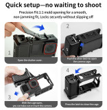 Action Camera Street Photograph Handle Grip Protective Frame Kit for Ace Pro 2, Aluminum Alloy Carbon Fiber Textured Shutter Grip