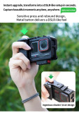 Action Camera Street Photograph Handle Grip Protective Frame Kit for Ace Pro 2, Aluminum Alloy Carbon Fiber Textured Shutter Grip
