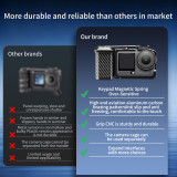 Standard Magnetic Camera Cage with Cold Shoe & Multiple Expansion Ports, Aluminum Alloy Protective Frame Pre-Drilled Lanyard Slot for Action 6 Action Camera