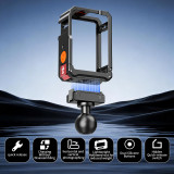 Standard Magnetic Camera Cage with Cold Shoe & Multiple Expansion Ports, Aluminum Alloy Protective Frame Pre-Drilled Lanyard Slot for Action 6 Action Camera