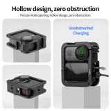 Metal Camera Cage for Osmo Nano, Protective Frame with Double-Sided Magnetic for Horizontal & Vertical Photograph, 1/4  ARRI-standard Positioning Hole, Dual Cold Shoe