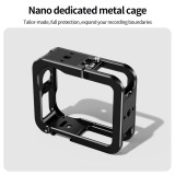 Metal Camera Cage for Osmo Nano, Protective Frame with Double-Sided Magnetic for Horizontal & Vertical Photograph, 1/4  ARRI-standard Positioning Hole, Dual Cold Shoe