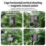 Metal Camera Cage for Osmo Nano, Protective Frame with Double-Sided Magnetic for Horizontal & Vertical Photograph, 1/4  ARRI-standard Positioning Hole, Dual Cold Shoe