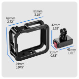 Metal Camera Cage for Osmo Nano, Protective Frame with Double-Sided Magnetic for Horizontal & Vertical Photograph, 1/4  ARRI-standard Positioning Hole, Dual Cold Shoe