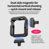 Metal Camera Cage for Osmo Nano, Protective Frame with Double-Sided Magnetic for Horizontal & Vertical Photograph, 1/4  ARRI-standard Positioning Hole, Dual Cold Shoe