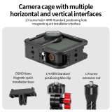 Metal Camera Cage for Osmo Nano, Protective Frame with Double-Sided Magnetic for Horizontal & Vertical Photograph, 1/4  ARRI-standard Positioning Hole, Dual Cold Shoe