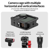 Metal Camera Cage for Osmo Nano, Protective Frame with Double-Sided Magnetic for Horizontal & Vertical Photograph, 1/4  ARRI-standard Positioning Hole, Dual Cold Shoe