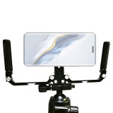 Dual-handles Phone Cage Stabilizer Video Rig, Foldable Handheld Grip Bracket for Smartphone Handle Filmmaking Magnetic Phone Holder