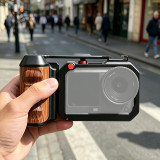 2 in 1 Street Photography Handle & Magnetic Camera Cage with 1/4'' Expansion Holes, Cold Shoe Mount Compatible with Action 6/5pro/4/3
