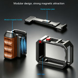 2 in 1 Street Photography Handle & Magnetic Camera Cage with 1/4'' Expansion Holes, Cold Shoe Mount Compatible with Action 6/5pro/4/3