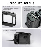 Street Photography Handle Grip Quick-Release Camera Cage Set, Carbon Fiber Non-Slip Handheld Stand Protective Frame for Action5pro/4/3