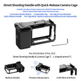 Street Photography Handle Grip Quick-Release Camera Cage Set, Carbon Fiber Non-Slip Handheld Stand Protective Frame for Action5pro/4/3
