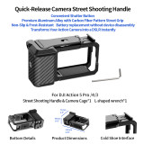 Street Photography Handle Grip Quick-Release Camera Cage Set, Carbon Fiber Non-Slip Handheld Stand Protective Frame for Action5pro/4/3