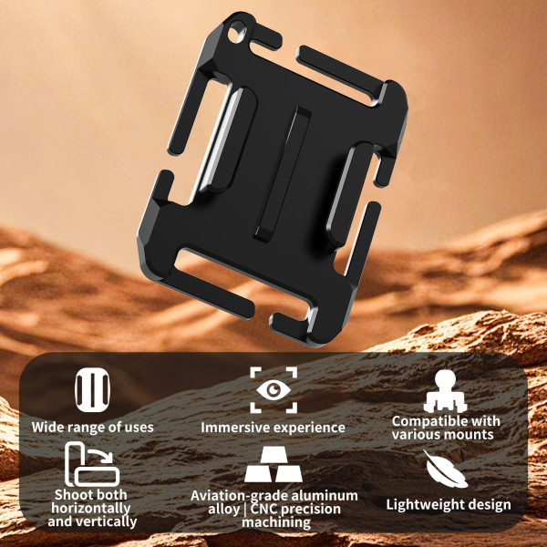 Aluminum Alloy Backpack Strap Quick-Release Base, 50mm Arca-type to Camera Mount for Action 6, Hero 13 Backpack Straps 25-32mm Wide & 1-2mm Thick