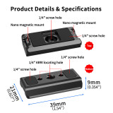 Camera Mount Adapter, Magnetic Quick-Release Expansion Accessory Compatible with Tripods, Selfie Sticks, Gimbals with 1/4  Screws
