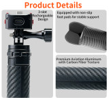 2 in 1 Magnetic Tripod, Handheld Quick-Release Selfie Stick with 1/4  Screw, Silicone Anti-Slip Feet for X5/Pocket 4/3, Phone/Camera Live Streaming Stand