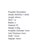 (HQProp) 1.8x1.4 (45MMx2) -1.5MM (2 forward, 2 reverse) FPV propeller