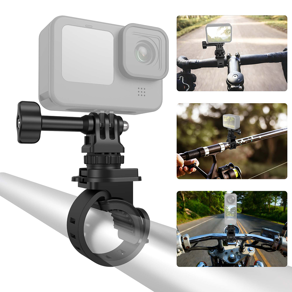 Camera Mount Adapter with Silicone Strap, Bike Round/Flat Handlebar Camera Mount Bracket for X5/Pocket 4 Adjustable Accessories