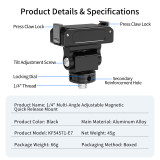 Magnetic Camera Mount Adapter, 360° Adjustable Base with 1/4 ARRI-Standard Position Hole Compatible with Osmo Action 6, Nano Action Cameras (