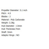 HQProp DP5.1X4.5 (2 forward, 2 reverse) 2-blades Propeller for FPV Racing Drones, Gray