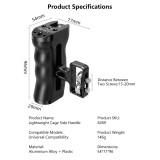 Aluminum Alloy Camera Cage Side Handle, Ambidextrous Height Adjustable Grip with Cold Shoe Mount & Built-in Magnetic Hex Wrench, Multiple 1/4'' Screw Holes