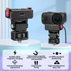 Magnetic Quick Release Mount Adapter with Charging Port, 360° Horizontal Damping Rotation & 180° Tilt Adjustment, Aluminum Camera Base for Nano Camera