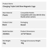 Magnetic Camera Cage Protective Frame for GO Ultra, Triple Cold Shoe Expansion Case Supports Horizontal Vertical Photograph, USB-C Charging While Recording