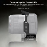 Camera Cage for R50 V, Aluminum Alloy Protective Frame with Quick Release Plate, Cold Shoe & Threaded Holes for Vlog Live Streaming Photography Accessories