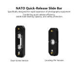 NATO Slide Rail-type Bar, Aluminum Quick Release Rail Slider Adapter with Locating Pins, 1/4 Screw for Camera Top Handle Accessories