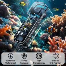50M Waterproof Diving Case Compatible with Pocket 3, Hard PC Underwater Housing with Cold Shoe Mount & 1/4  Thread Hole, 2/3 Cards for Diving Snorkeling Vlog