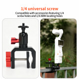 17mm Ball Head Clamp Mount, 360° Rotation Extension Adapter with 1/4 Screw, Aluminum Super Clip for Pocket 4/4P/3, Luna Camera Motorcycle Handlebar