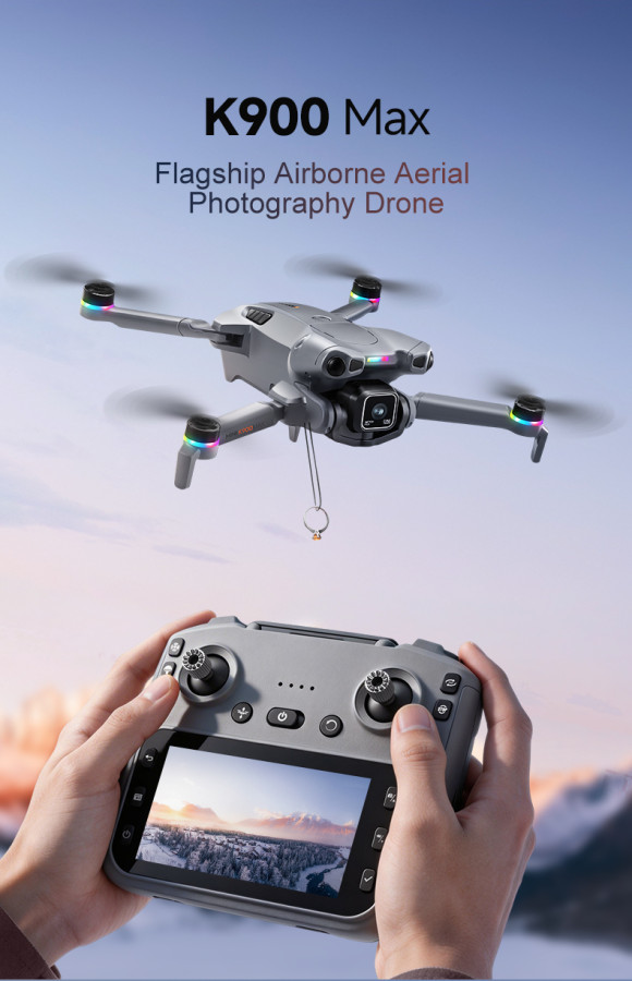 K900MAX Aerial Photography Drone with Screen-Equipped Remote Controller, Optical Flow-Based Brushless Obstacle-Avoidance Drone