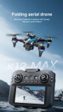 K12Max Screen-Controlled Brushless Obstacle-Avoiding Drone, High-Definition Aerial Photography Quadcopter, Remote-Controlled Aircraft (Large Screen Controller + Lights + Dual-Lens Optical Flow / Single-Battery Version)