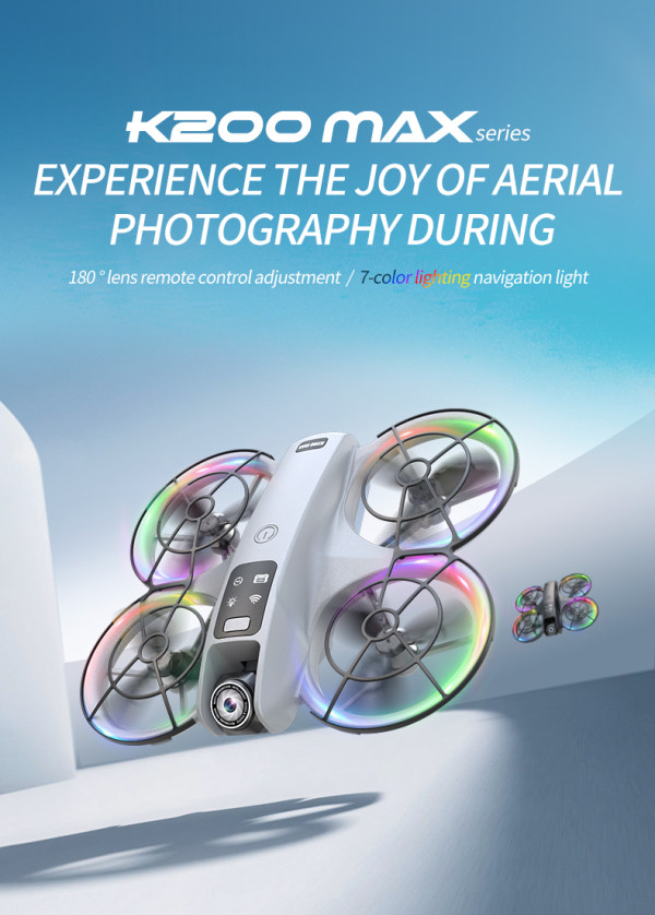 K200MAX Brushless Screen-Controlled Drone, High-Definition Aerial Photography, Optical Flow Positioning, Lighting, Remote-Controlled Aircraft GT3, 4.5-Inch Large Screen Controller
