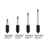 Stainless Steel KT1359-8KG High-Speed Mini Electric Linear Actuator, 12V, with Built-in Limit Switch Protection, Multi-Stroke Lifting Rod—Stroke 10–80 N, Speed: 7 mm/s