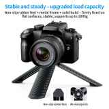 2-in-1 Aluminum Damped Tripod Stand & Handle, Portable Selfie Stick with 1/4  Screw & Non‑Slip Silicone Feet for Smartphone DSLR Action Camera
