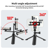 2-in-1 Aluminum Damped Tripod Stand & Handle, Portable Selfie Stick with 1/4  Screw & Non‑Slip Silicone Feet for Smartphone DSLR Action Camera