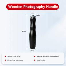 Wooden Photography Handheld Grip with Aluminum Alloy Top Mount—Sweat-Resistant, Non-Slip, Sturdy, and Anti-Rotation Handle for Smartphones and DSLR Cameras 8079s