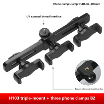 Multifunctional Dual‑Head Phone Mount, Live Streaming Camera Clamp with Ball Head, 1/4  Thread Extension Bracket for Selfie, Photography & Fill‑Light Setup