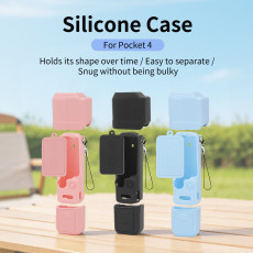 Silicone Protective Case with Lens Cap & Screen Protector, Full Coverage Scratch Resistant Cover with Anti-Lost Strap for OSMO Pocket 4