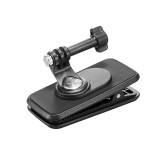 Universal Rotating Magnetic Backpack Strap Clip, Hands-Free Quick Release Camera Mount Clamp with Soft Silicone Pad for All Action Cameras