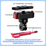 Aluminum Alloy Magnetic Quick-Release Mount Adapter with N52 Strong Magnets, 360° Rotation Camera Base Compatible with MAX 2/Hero 13 for Tripods, Selfie Sticks