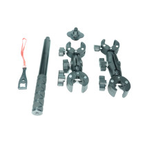 Action Camera Motorcycle Mount Kit, Telescoping Selfie Stick Adapter, Anti-Shake Dual-Head Power Super Clamp for Riding