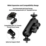 Ball Head Super Clamp Mount, Heavy-Duty Bicycle Handlebar Clamp with 1/4  Screws for Action Camera Phone Tablet Live Streaming