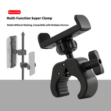 Ball Head Super Clamp Mount, Heavy-Duty Bicycle Handlebar Clamp with 1/4  Screws for Action Camera Phone Tablet Live Streaming